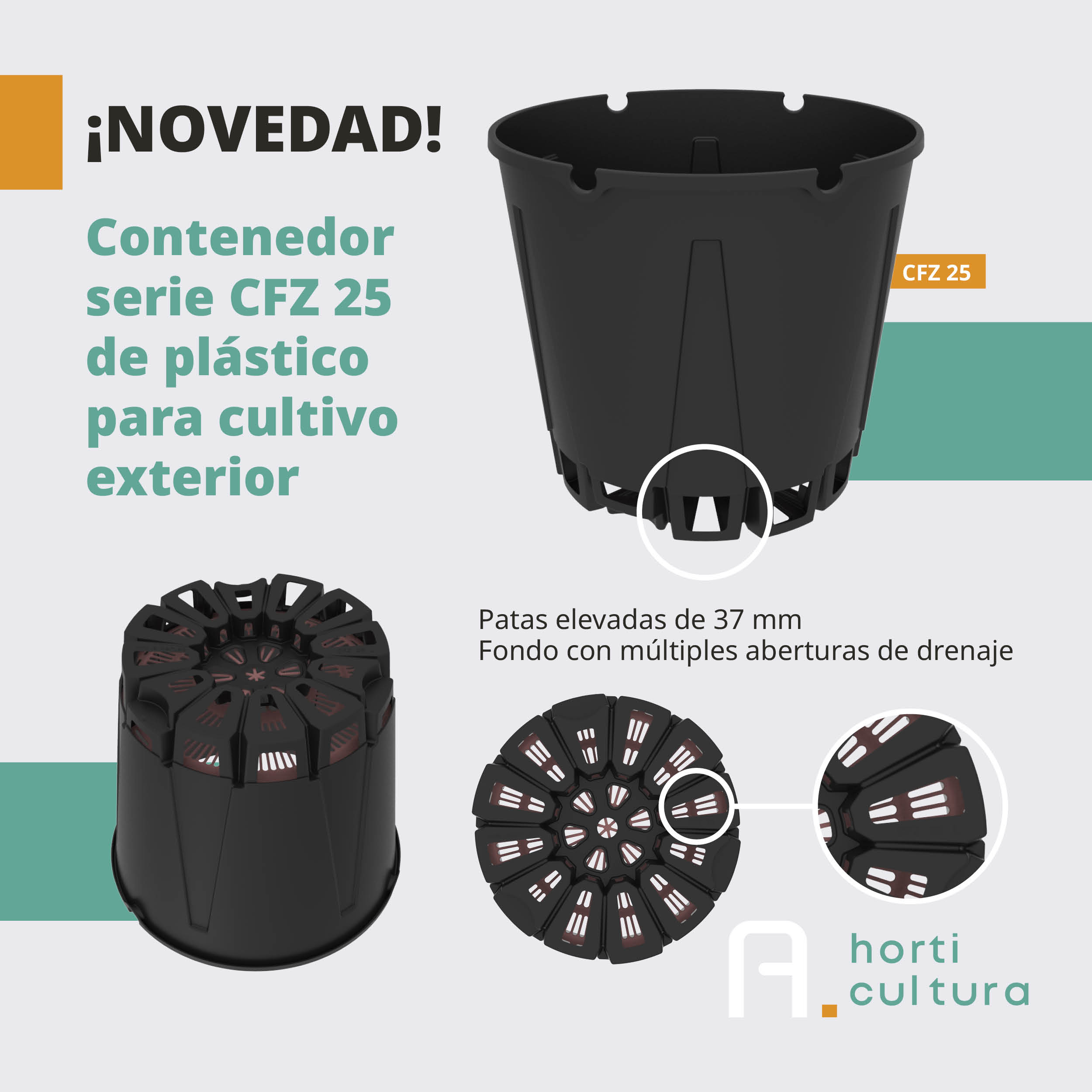 Contenedor serie CFZ 25 de plástico para cultivo arándonos